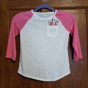 So White/Pink Top With Front Pocket Size 8